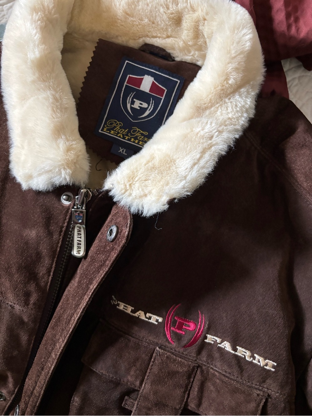90s phat farm suede and shearling jacket